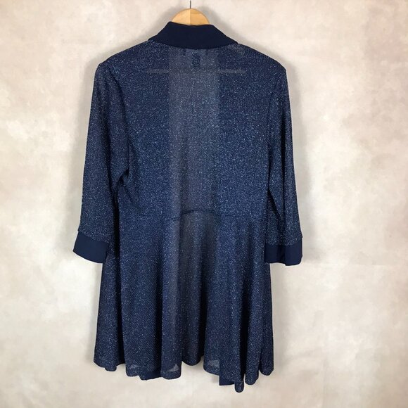 R&M RICHARDS Blue Metallic Evening Cover-Up Cardigan NEW 16W - Picture 6 of 11